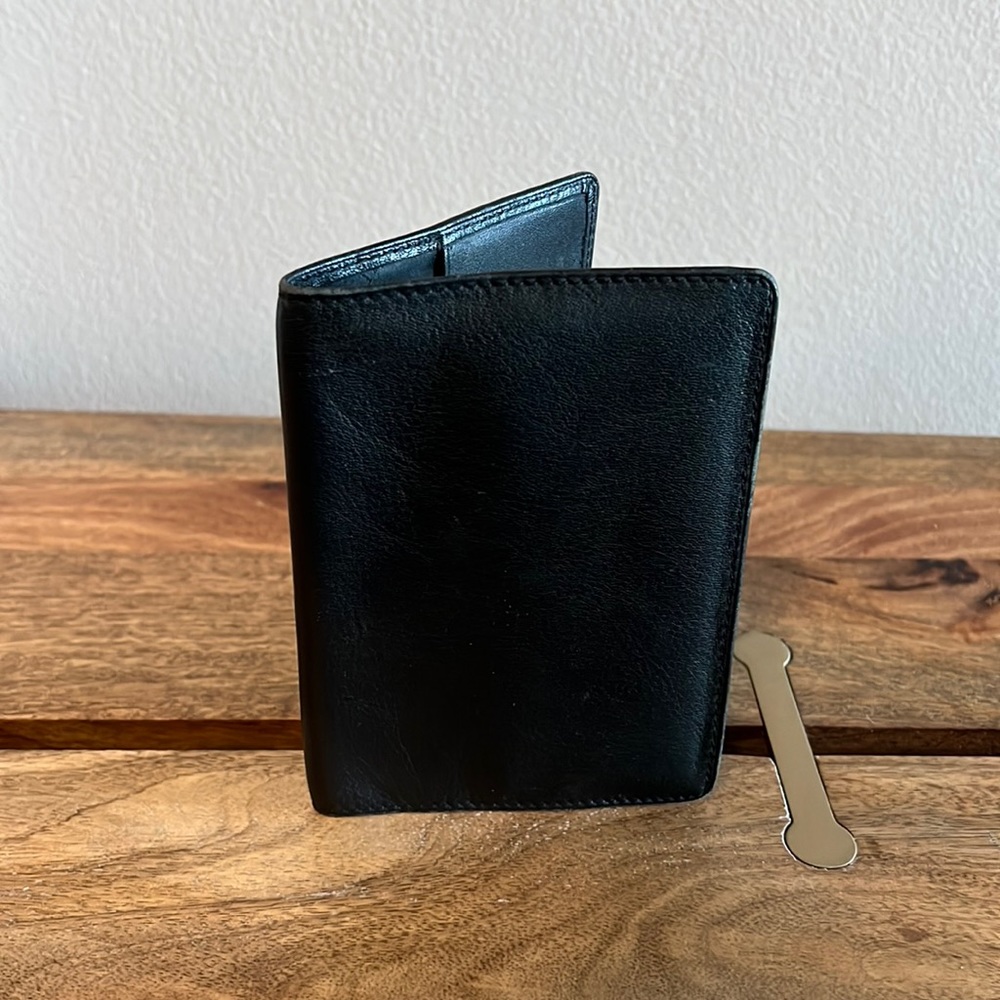 DILANA Classic Black Leather Slim Travel Passport Cover